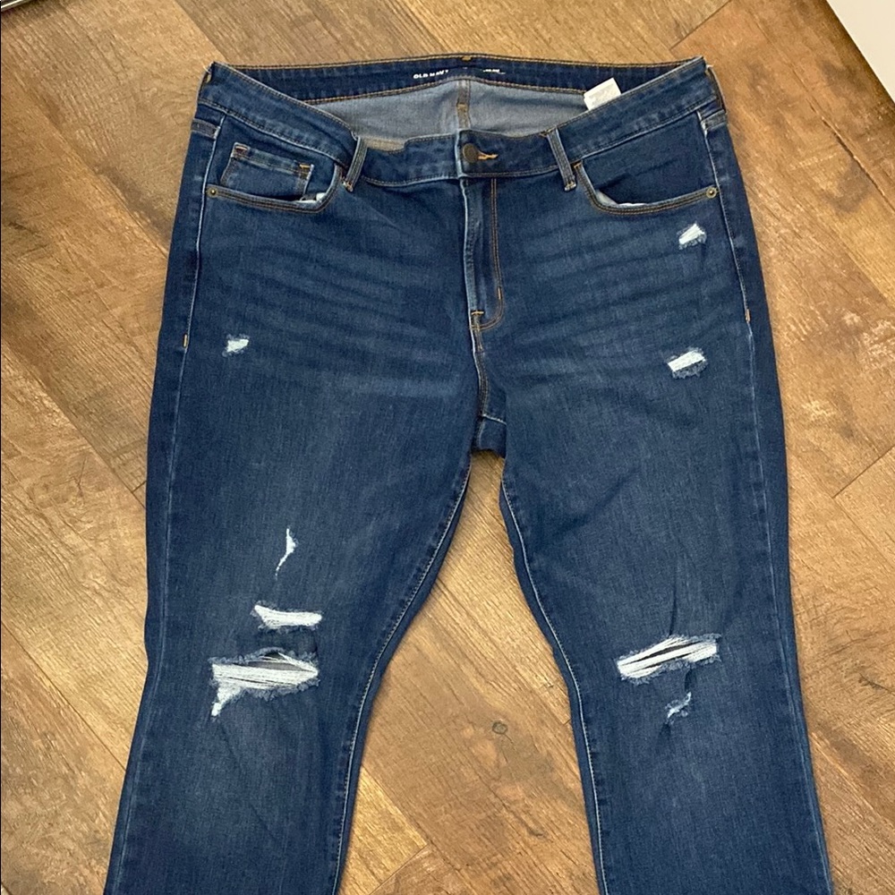 Old Navy Blue Skinny Jeans with Distressed Rips